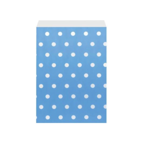 10 sachets en papier à pois - bleu et blanc - 12 x 20 cm