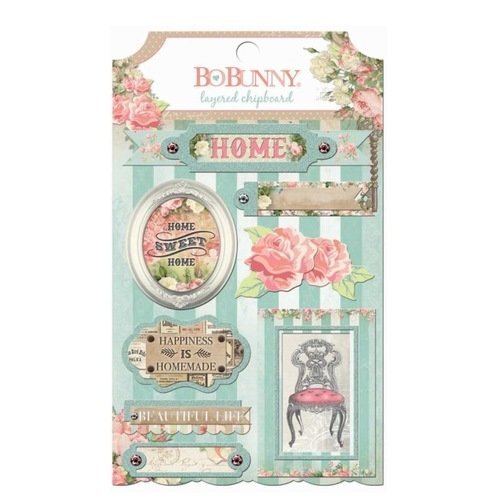 Chipboards / embellissements carton 3d - shabby, romantique - soirée - bo bunny