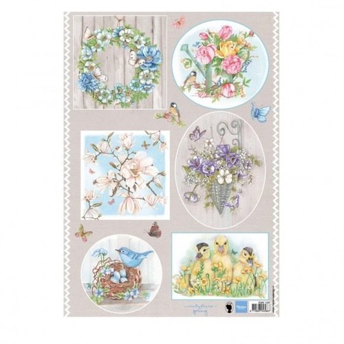 Feuille a4 pour découpage 3d - illustrations fleurs, oiseaux, canards... - thème printemps - marianne design 