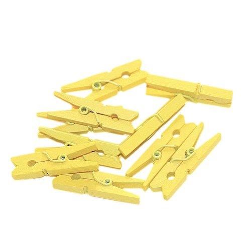 10 pinces à linge en bois - jaune - 3 cm