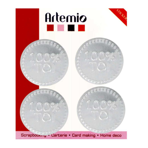 Embellissements métal autocollants - 100% toi - artemio