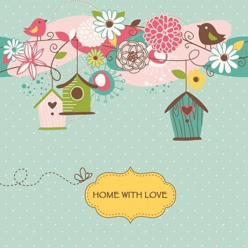 1 serviette en papier - nichoir / home with love - 33 x 33 cm