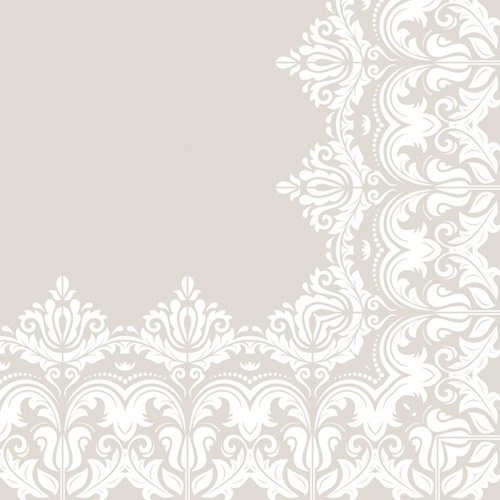 1 serviette en papier beige et blanc avec motif dentelle - 33 x 33 cm