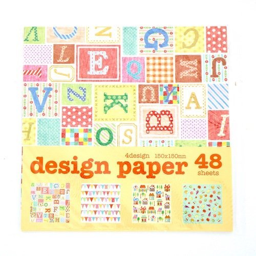Assortiment 48 feuilles de papier origami japonais fantaisie - 15x15 cm - pop pattern - amifa