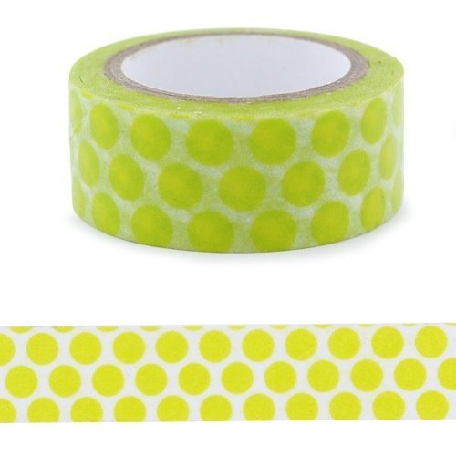 Masking tape - pois vert anis - 1,5 cm x 5 m