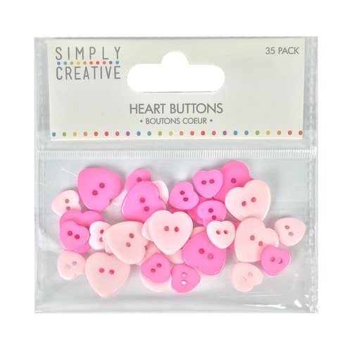 Lot boutons - coeurs roses - simply creative - x35