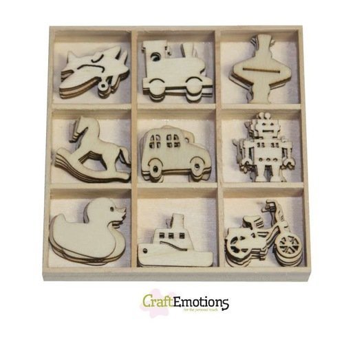 Box de 45 embellissements scrapbooking en bois - jouets enfants