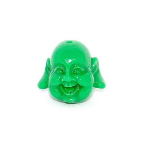 1 perle tête de bouddha de couleur vert - 16 x 15 x 14 mm