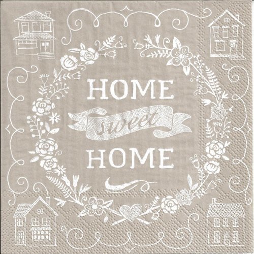 1 serviette en papier - home sweet home - 33 x 33 cm
