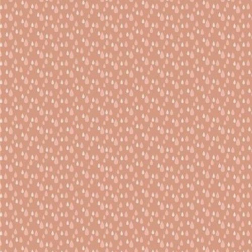 Coupon de tissu coton motifs gouttes de pluie - rose, bleu - 50 x 70 cm