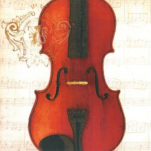 1 serviette en papier - violon et partition de musique - 33 x 33 cm