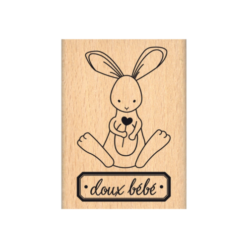 Tampon en bois - lapin doux bébé - florilèges design - 5 x 7 cm