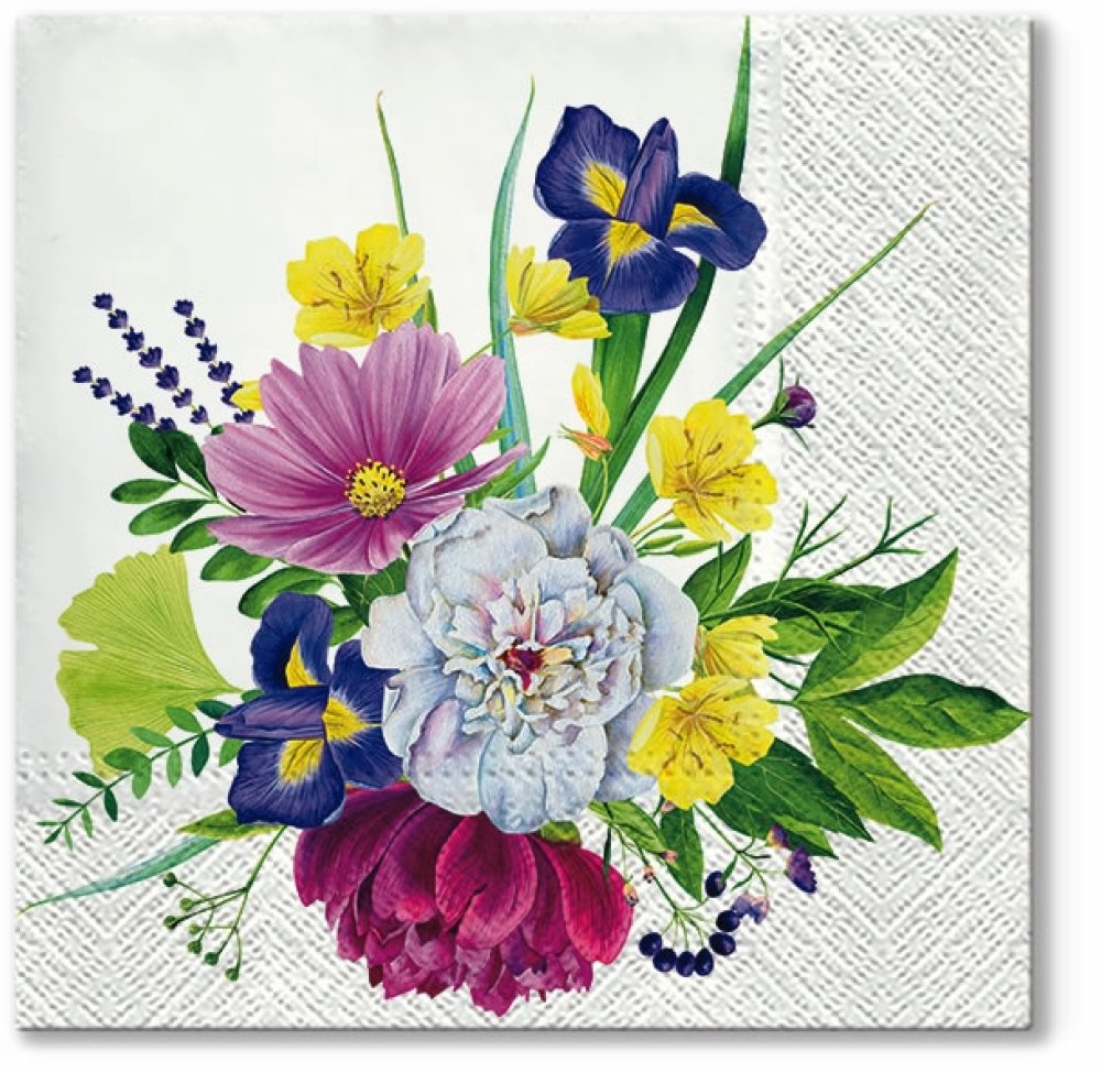 Serviette en papier - joli bouquet de fleurs - 33 x 33 cm - Un grand marché