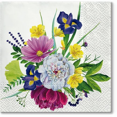 Serviette en papier - joli bouquet de fleurs - 33 x 33 cm