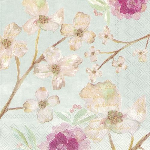 Serviette en papier - branches fleuries - 33 x 33 cm