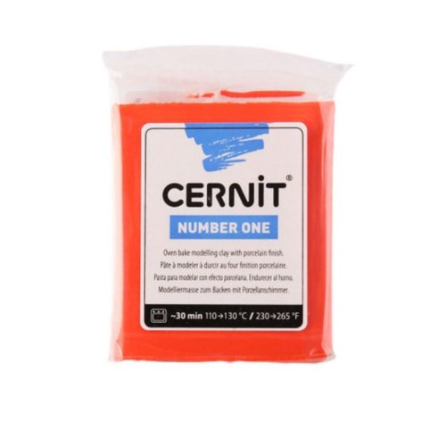 Pain de pâte polymère - rouge pavot - number one - cernit - 56 g