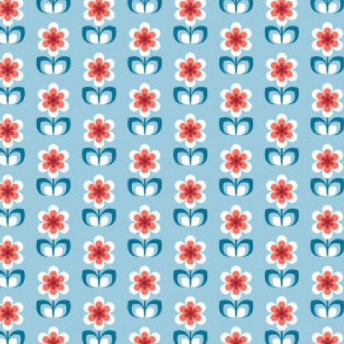 Coupon tissu coton - fleurs scandinaves - 45 x 50 cm