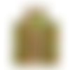 Coupon tissu coton - grandes fleurs rétro - vert - 45 x 50 cm