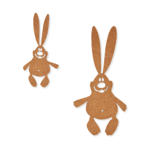 2 lapins en feutrine - marron - 9,5 x 20 cm