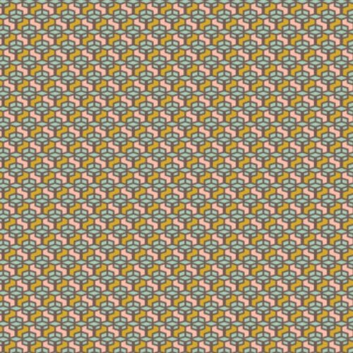 Coupon tissu coton - polygone multicolore - 45 x 50 cm