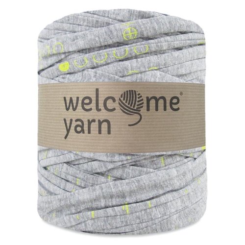 Bobine de fil recyclé trapilho - gris et jaune à motifs - 120 m - welcome yarn