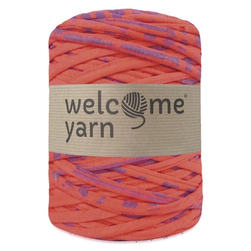 Bobine de fil recyclé trapilho - corail et violet - 75 m - welcome yarn
