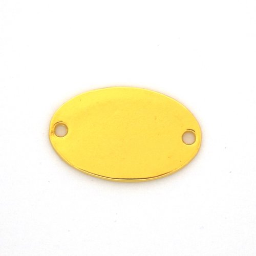 Lot 2 connecteurs plaques à graver - ovale - couleur doré - 30 x 19 mm
