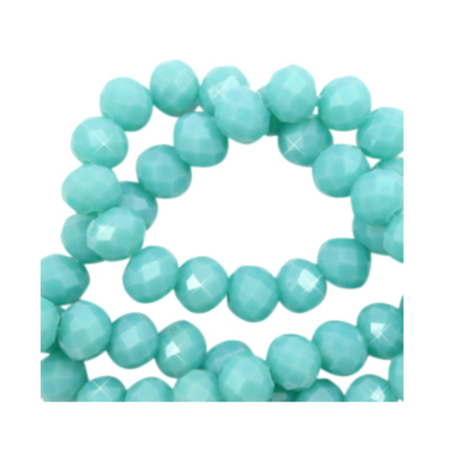 Lot 10 perles en verre à facettes - bleu - 10 x 8 mm
