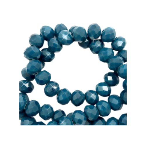 Lot 50 perles en verre à facettes - bleu pétrole - 3 x 2 mm