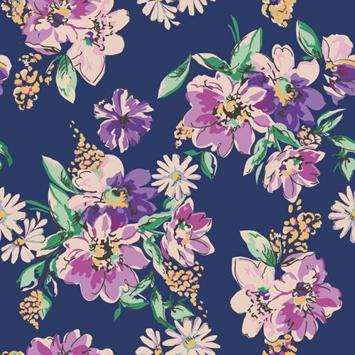 Serviette en papier - motif floral bleu marine - 33 x 33 cm