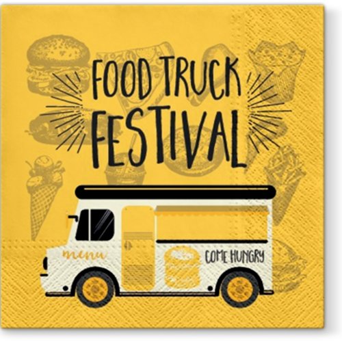 1 serviette en papier - food truck camion burger jaune - 33 x 33 cm