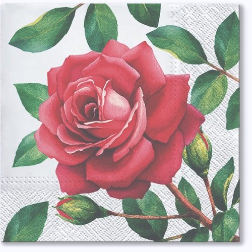 1 serviette en papier fleur - rose - 33 x 33 cm