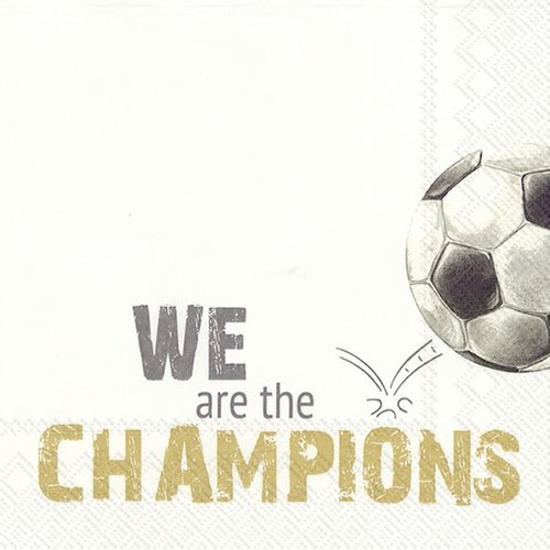 1 serviette en papier - we are the champions / ballon de foot - 33 x 33 cm