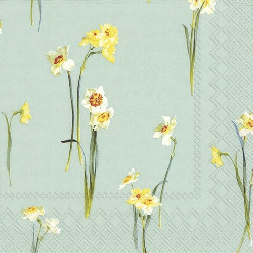 1 serviette en papier fleur - narcisses - 33 x 33 cm