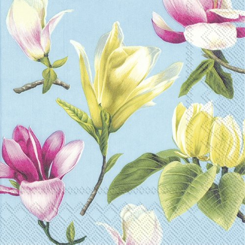 1 serviette en papier fleur - magnolias - 33 x 33 cm