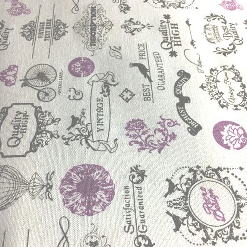 Coupon tissu coton et lin épais - vintage - gris violet beige - 50 x 70 cm