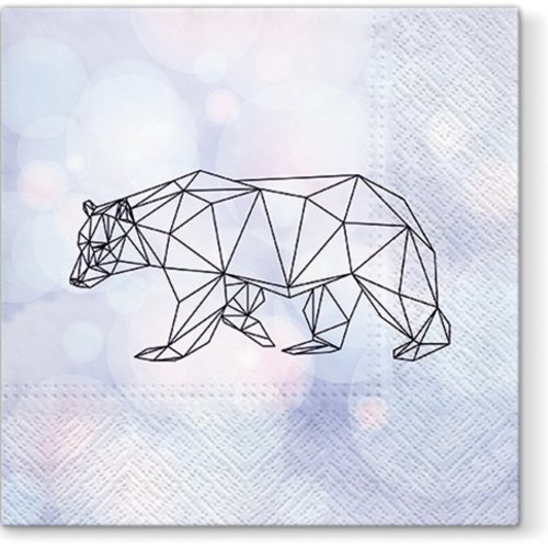 1 serviette en papier - ours polaire origami - 33 x 33 cm