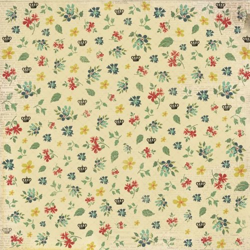 Lot de 5 papiers 30 x 30 cm recto-verso - motif floral - cheshire cat - kaisercraft