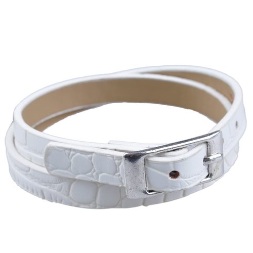 1 bracelet imitation cuir croco avec boucle - blanc - 40 cm