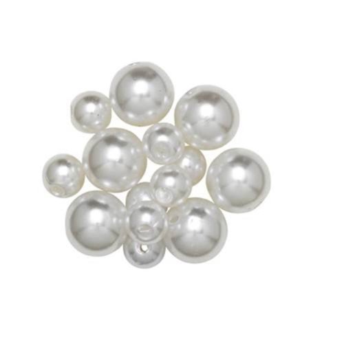 Lot 200 perles de décoration - blanc nacré - 7 et 10 mm