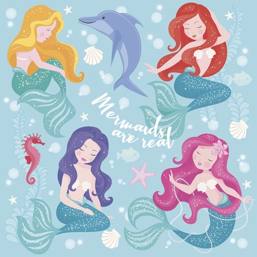 1 serviette en papier enfant - sirènes / mermaid are real - 33 x 33 cm