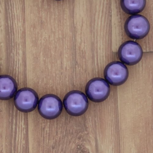 Lot 5 perles nacrées rondes - violet - 16 mm