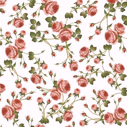 1 serviette en papier fleurs - petites roses - 33 x 33 cm