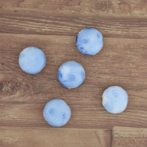 Lot de 5 perles en verre - forme palet - bleu - 16 x 9 mm
