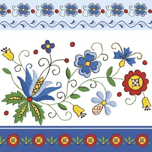 1 serviette en papier - motif floral slave cachoube - 33 x 33 cm