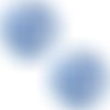 1 cabochon en verre illustré - faïence bleu de delft avec fleurs - rond - 20 mm
