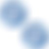 1 cabochon en verre illustré - faïence bleu de delft fleuri - rond - 20 mm