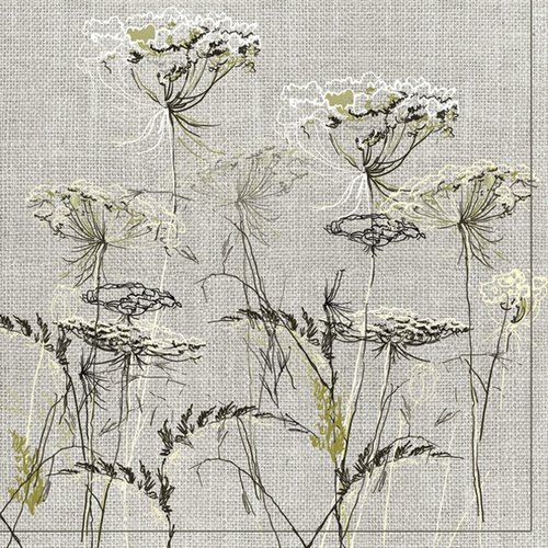 1 serviette en papier - herbes graminées sur lin - 33 x 33 cm