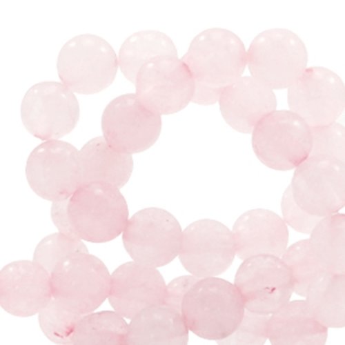 Lot 20 perles quartz rose - rond - 6 mm