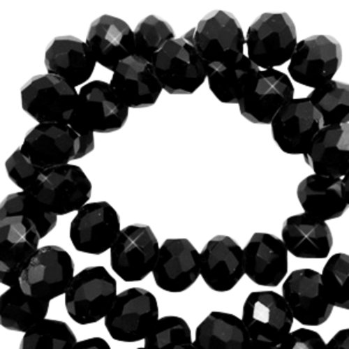 Lot 50 perles en verre à facettes - noir - 4 x 2 mm